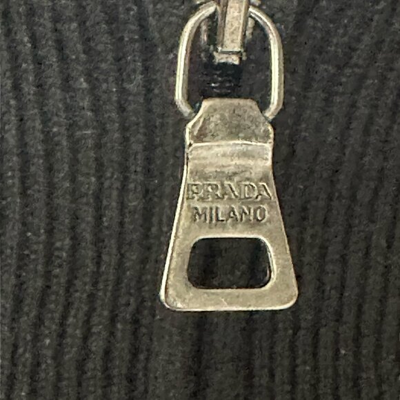 NWC Prada Black Cashmere Zippered Sweater Leather Accents - Picture 11 of 12